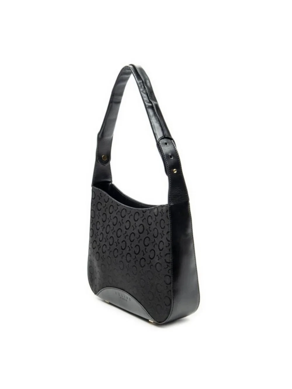 Celine Vintage Mini Zip Hobo Black C Macadam Canvas